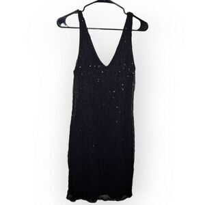 Ralph Lauren Double RRL Women's Vintage V Neck Sequins Sleeveless Dress Black si